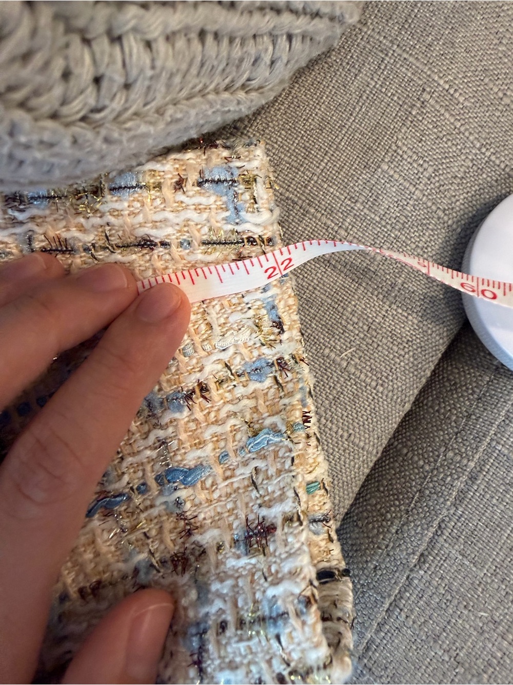 Ivory Tweed Collarless Button Jacket - Picture 5 of 6